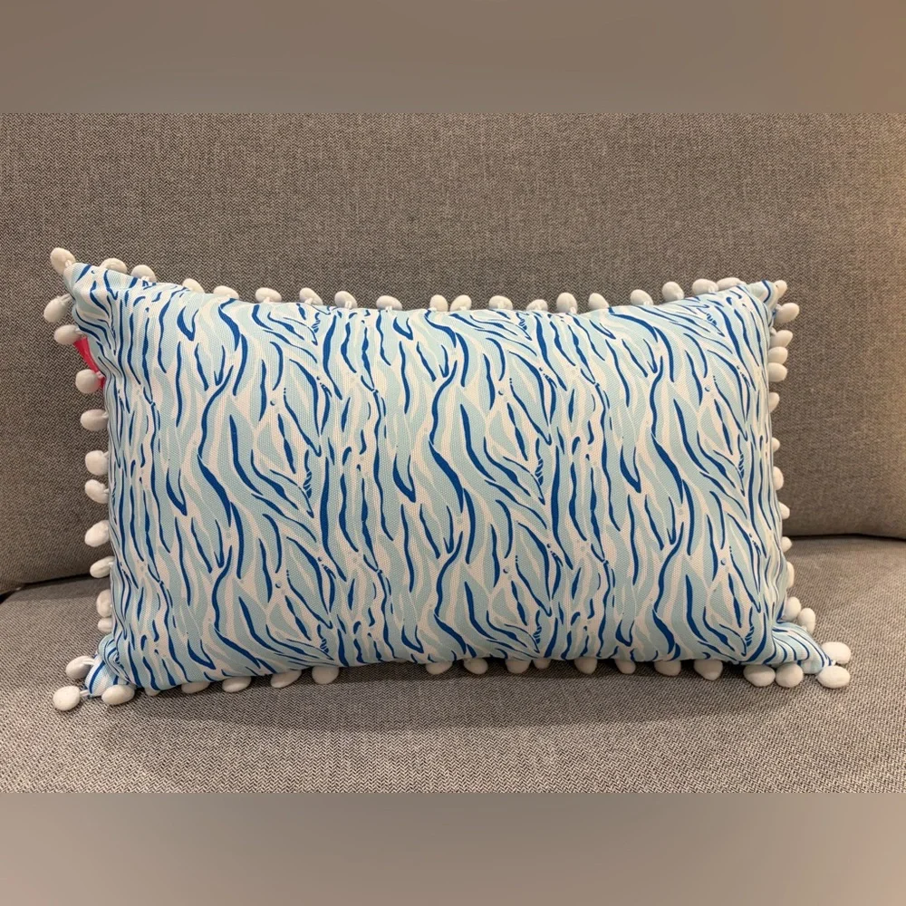 Lilly Pulitzer Blue and Pink Floral Pillow - Picture 2 of 2